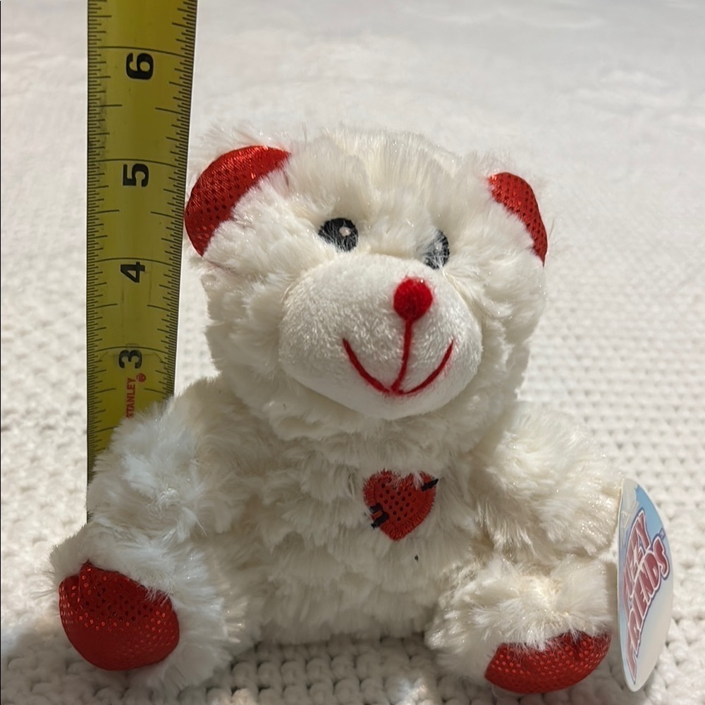 Valentine Teddy Bear White with Red Heart Fuzzy Friends - Picture 3 of 8